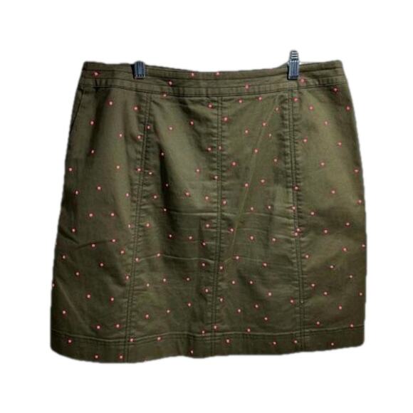 Boden Mini A-Line Skirt Embroidered Polka Dot Print Pockets Green Pink Size 10 R - Picture 4 of 15